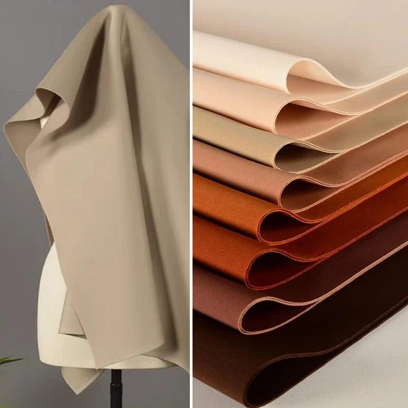 Camel Brown Thick Knitted Fabric Four Ways Elastic for Sewing Dresses Clothes by Half Meter