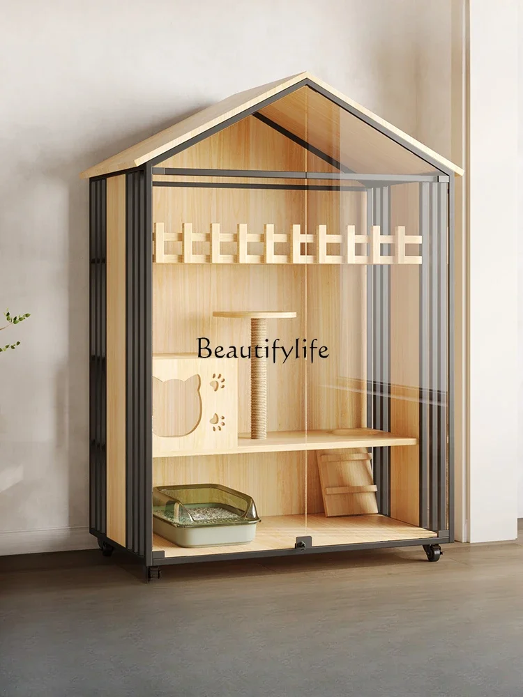 

Y Cat Villa Cage Home Indoor Cat Cabinet Super Large Free Space Luxury Cat House Chamfer Integrated