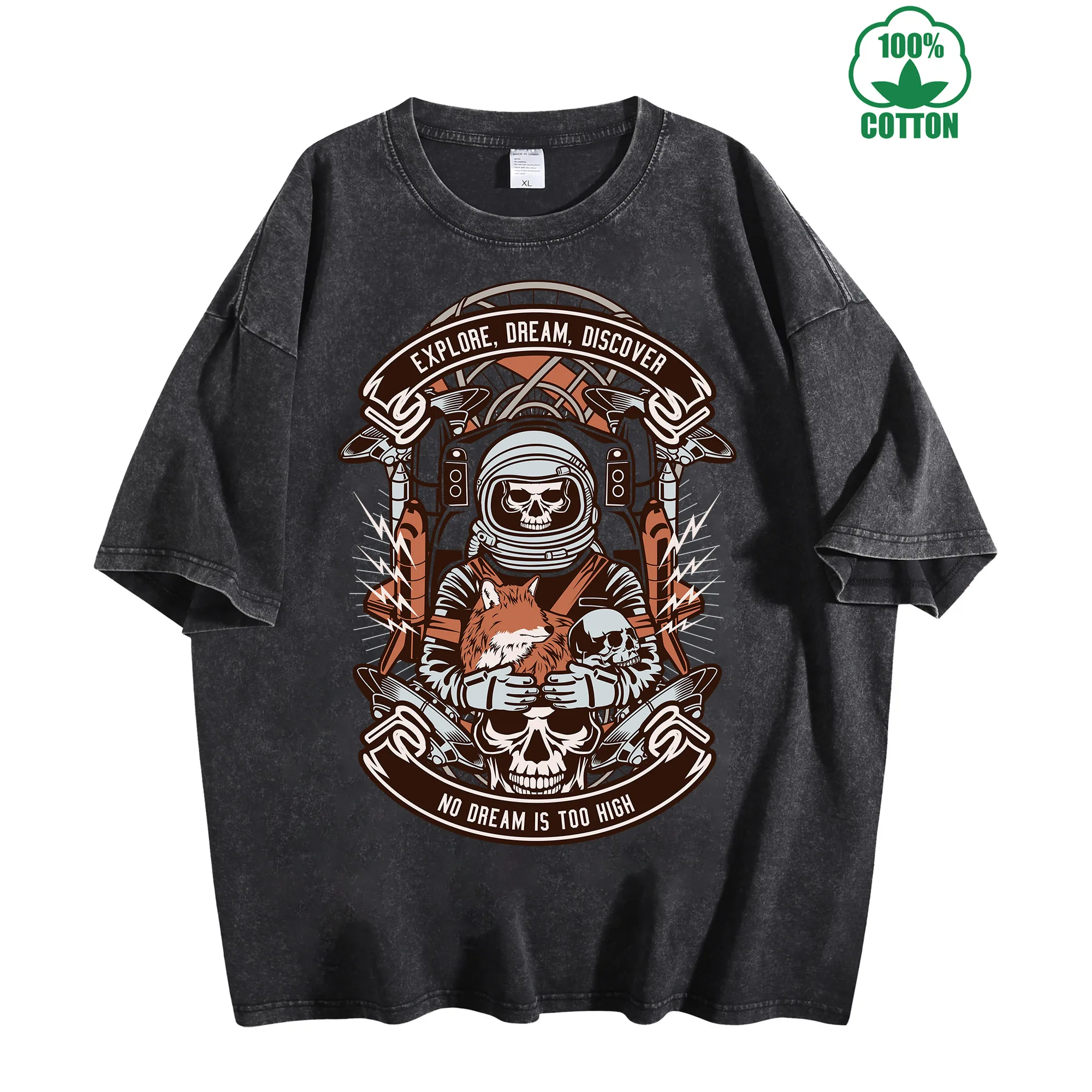 

Explore Dream Vintage Washed T-Shirt 230g 100% Cotton Comfortable Oversized Streetwear Unisex