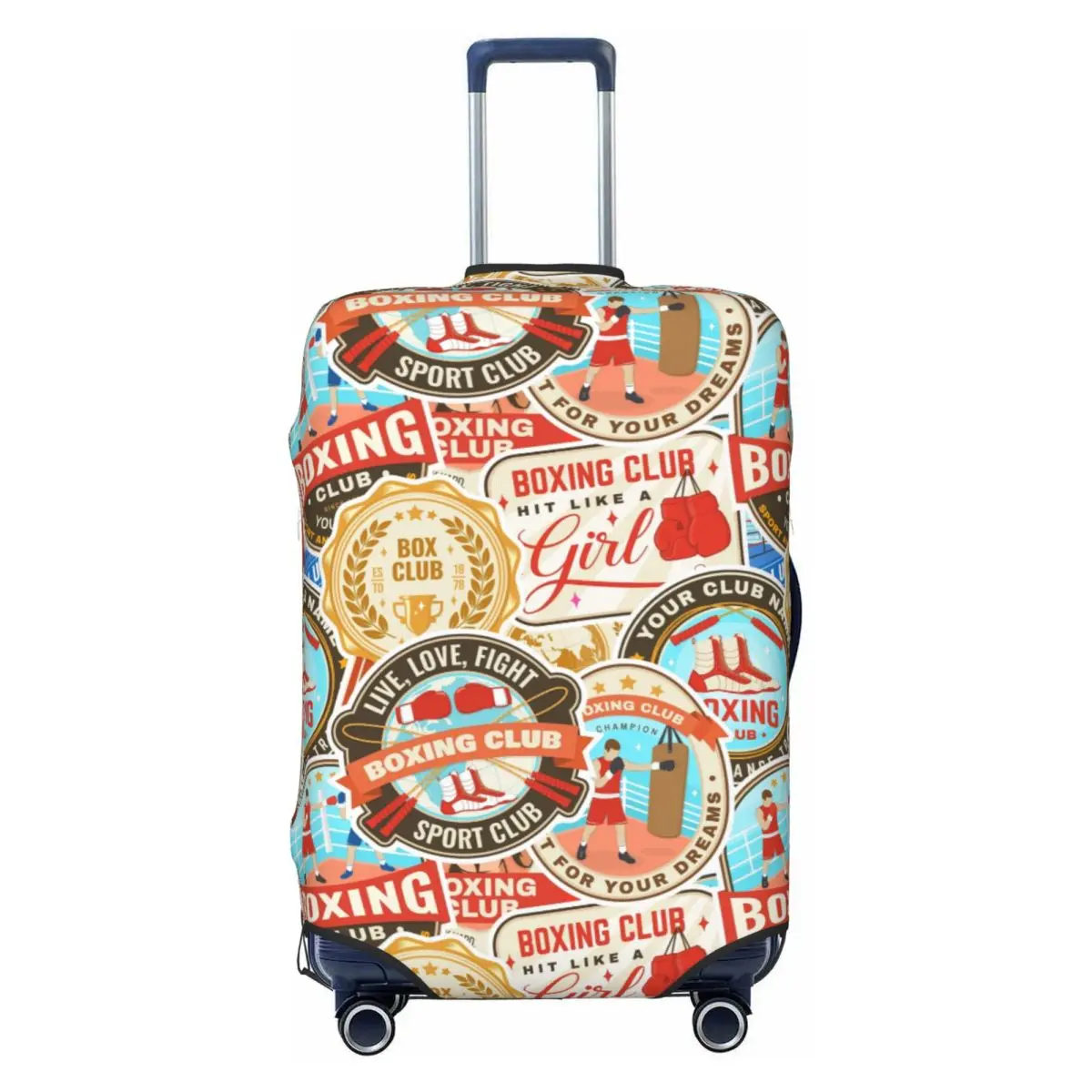 

Vintage Red Gold Boxing Club Seamless Print Luggage Cover Elastic Travel Suitcase Protective Covers Suit For 18-32 inch
