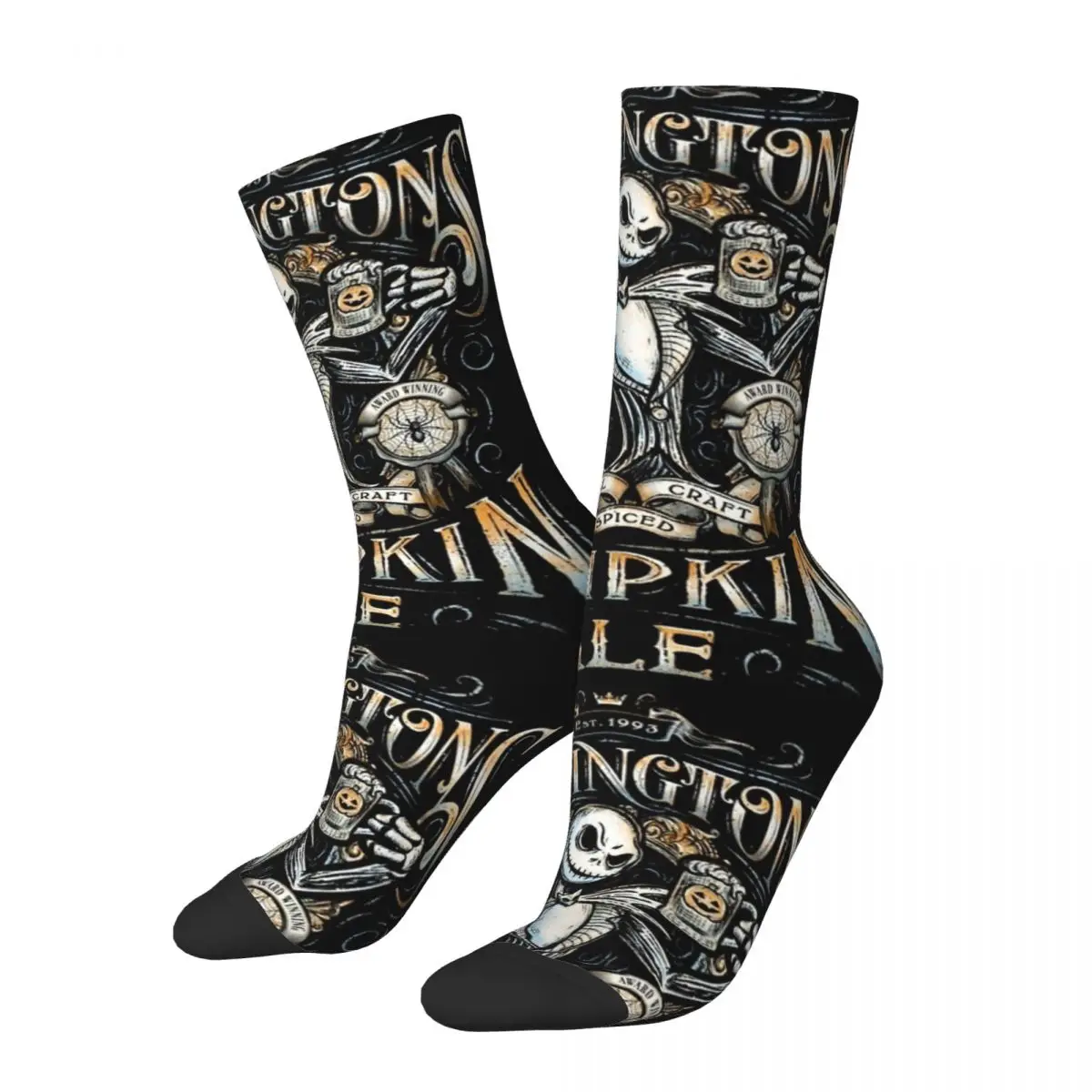 

Winter Warm Men's Women's Pumpkin Ale Halloween Jack Skellington Nightmare Before Christmas Socks Sweat Absorbing Soccer Socks