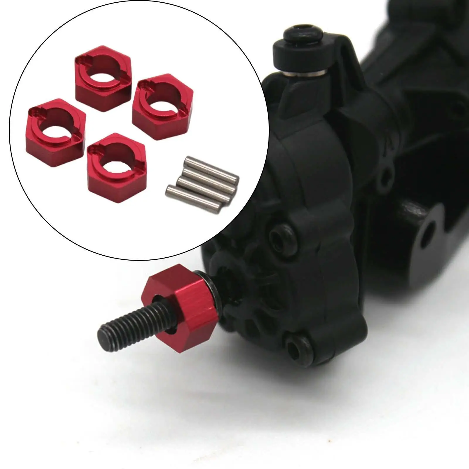 4Pcs Wheel Hex Adaptor Spare Parts Extension Hex Hub Adapter For FMS1/24 Fcx24 RC Crawler Car Aluminum Alloy Lightweight Parts