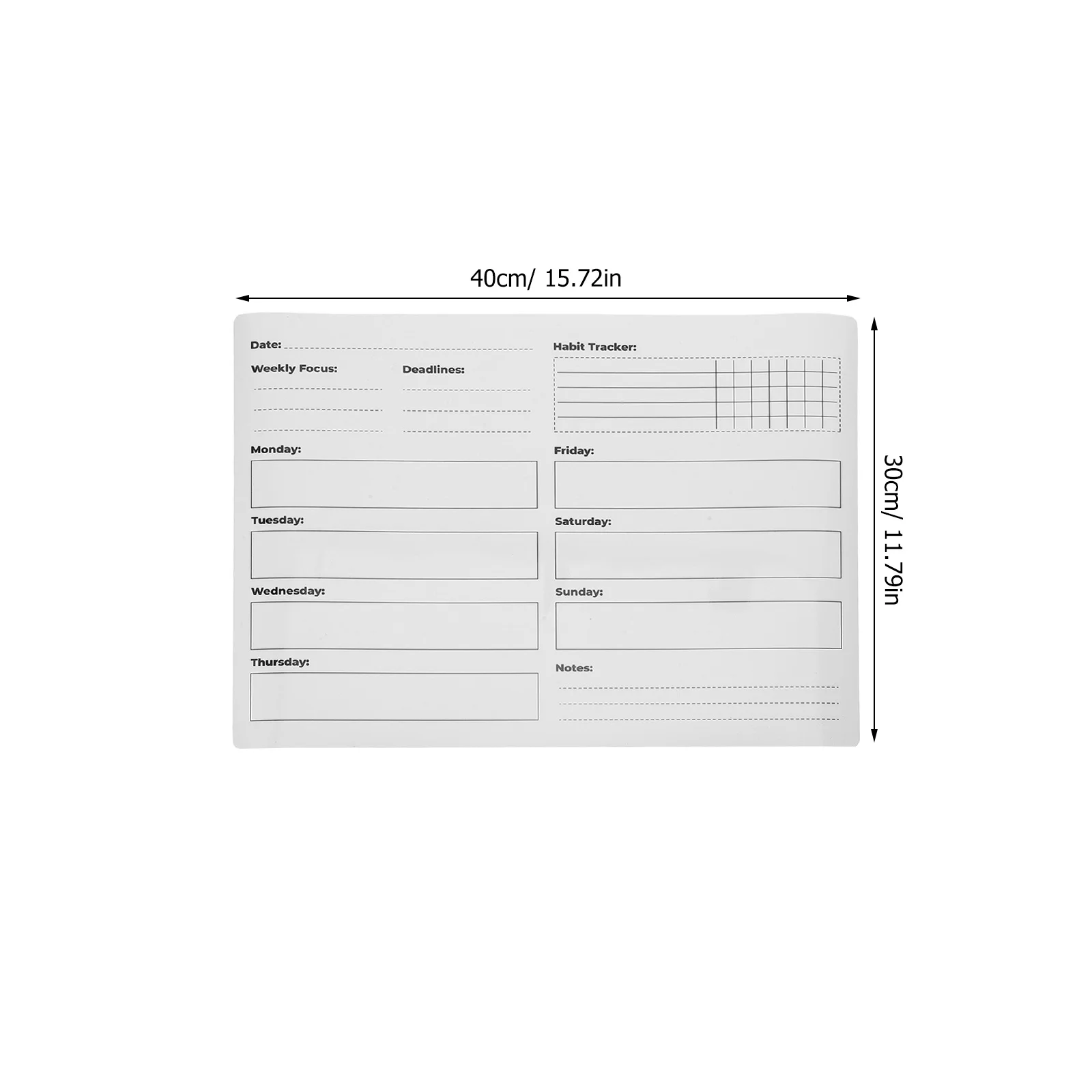 Weekly Dry Erase Whiteboard Sticker Removable Adhesive PVC Planner for Wall Home Schedule Habit Tracker Calendar