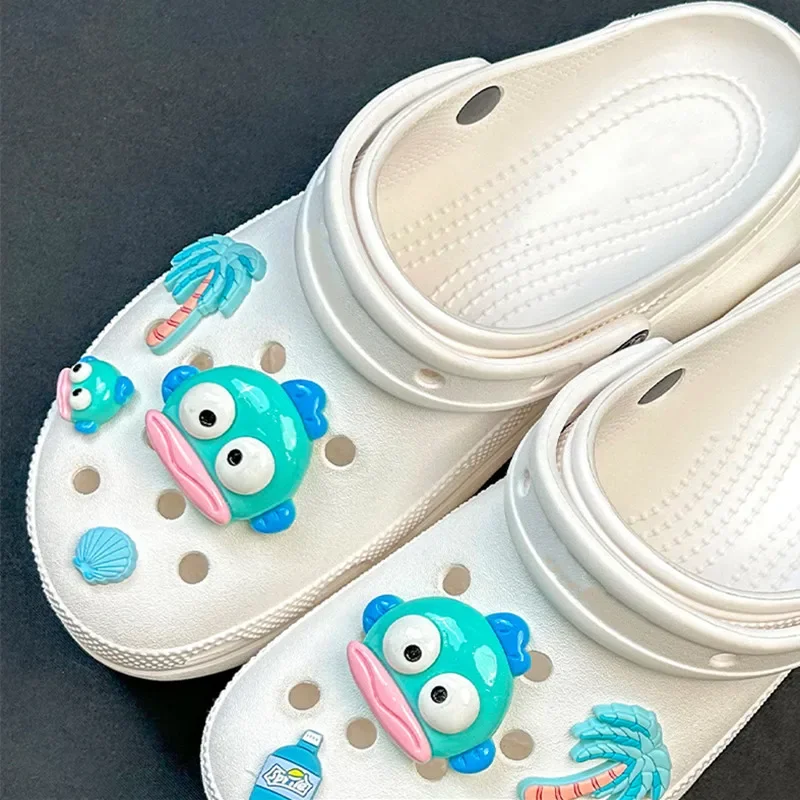 Fun Cartoon Monster Fish Hole Shoe Charms Decorations Cute Beach Coconut Trees Shoes Buckle DIY 3D Hole Shoe Accessories - Image 5