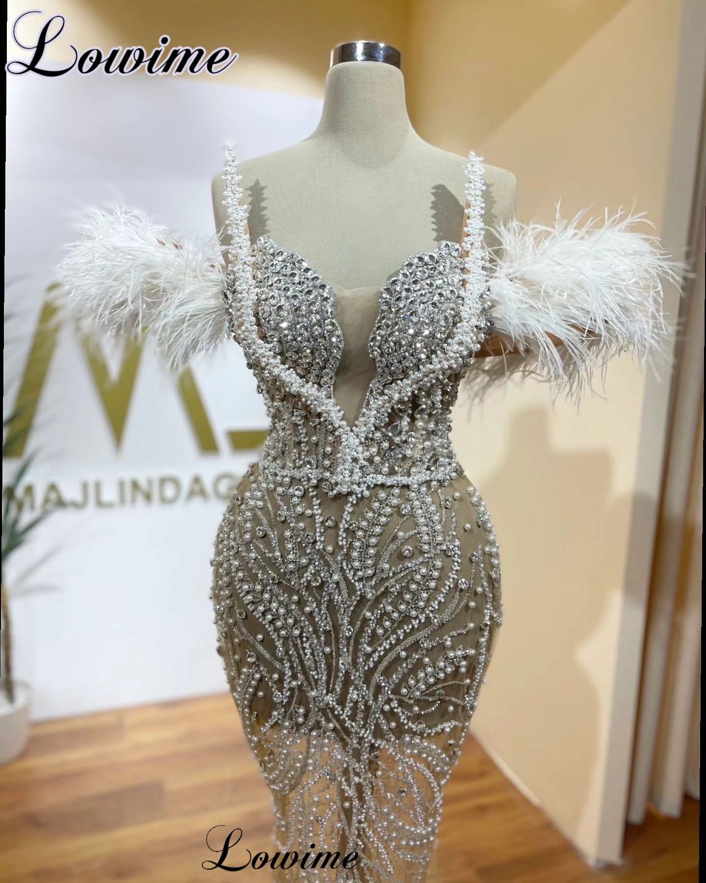 Luxury Illusion Beaded Celebrity Dresses Mermaid Off Shoulder Sweetheart Red Carpet Runway Dresses For Women Vestidos De Gala