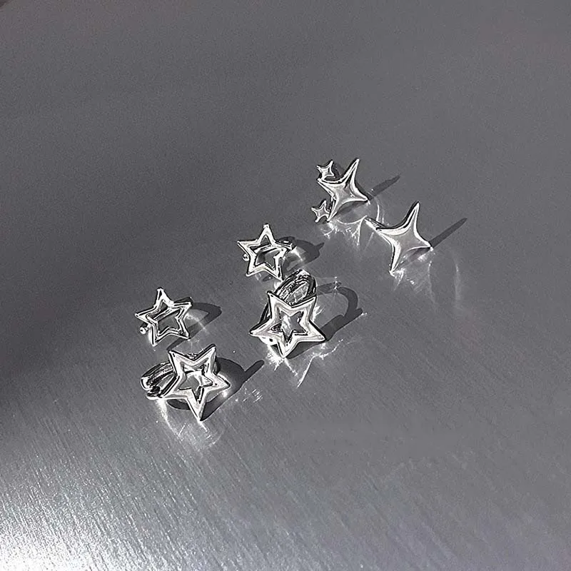 Hohle fünfeckige Ohrstecker im Y2K-Stil für Frauen, personalisierbar, Stern-Asterismus, runde Ohrschnalle, Metall-Accessoires, Modeschmuck – Detail 8