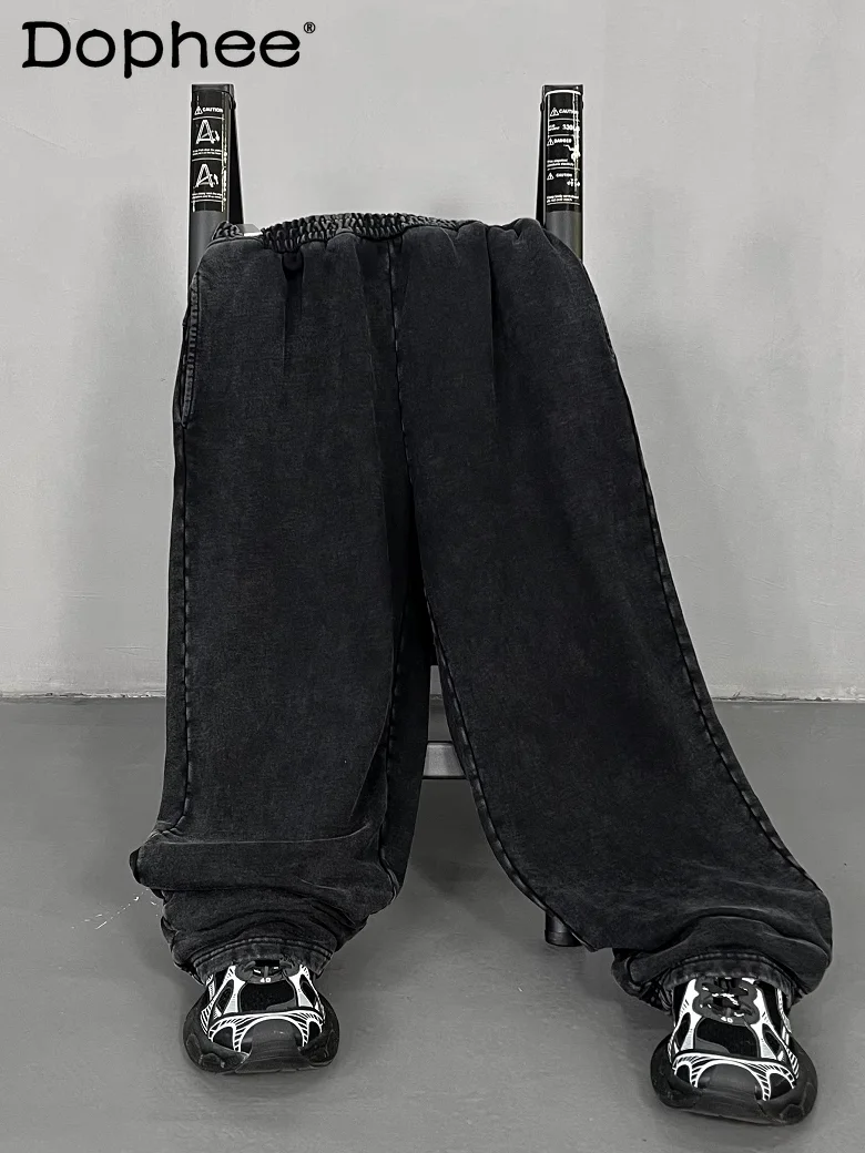 

American Fashion Trendy Handsome Boy Retro Distressed Jeans Loose Versatile Draped High Street Youth Casual Long Pants