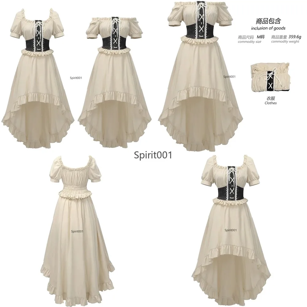

Vintage Victorian Vampire Witch Costume Women Gothic Medieval Cosplay Dress Long Sleeve Bandage Dress For Halloween