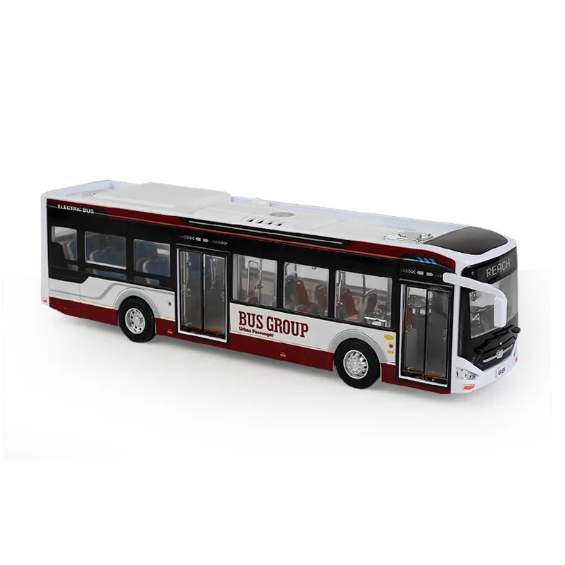 1:42 Scale Toy Bus, New Energy Electric Buses, Airport Sightseeing Metal Model Pull Back Sound & Light Collection For Boys, Kid