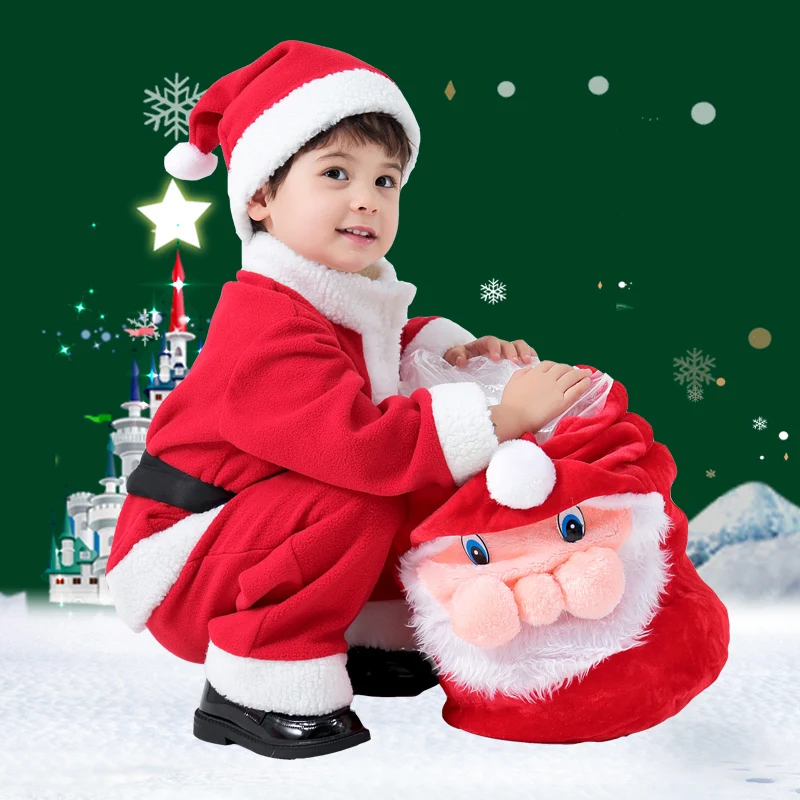 Christmas Children's Clothing Personalized Creative Girl's Set Cute Santa Claus Holiday Atmosphere Dress Up Boy Cosplay