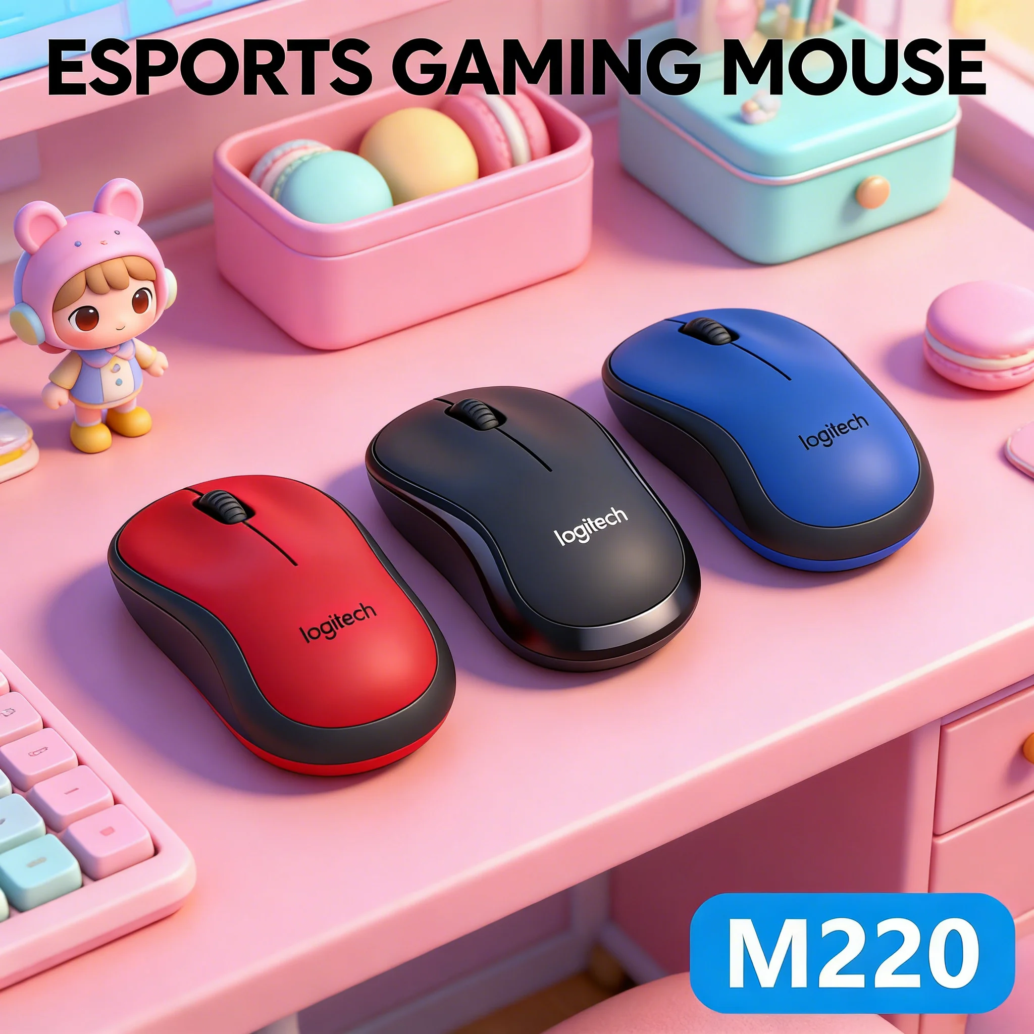 

Logitech M220 Wireless Mouse - Quiet Click 2.4GHz Stable Connection Ambidextrous Design for Comfortable Use