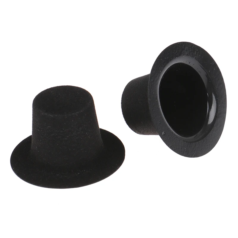 

10Pcs 1:12 Dollhouse Black Miniature Simulation Flocked Hat Model PVC DIY Accessories