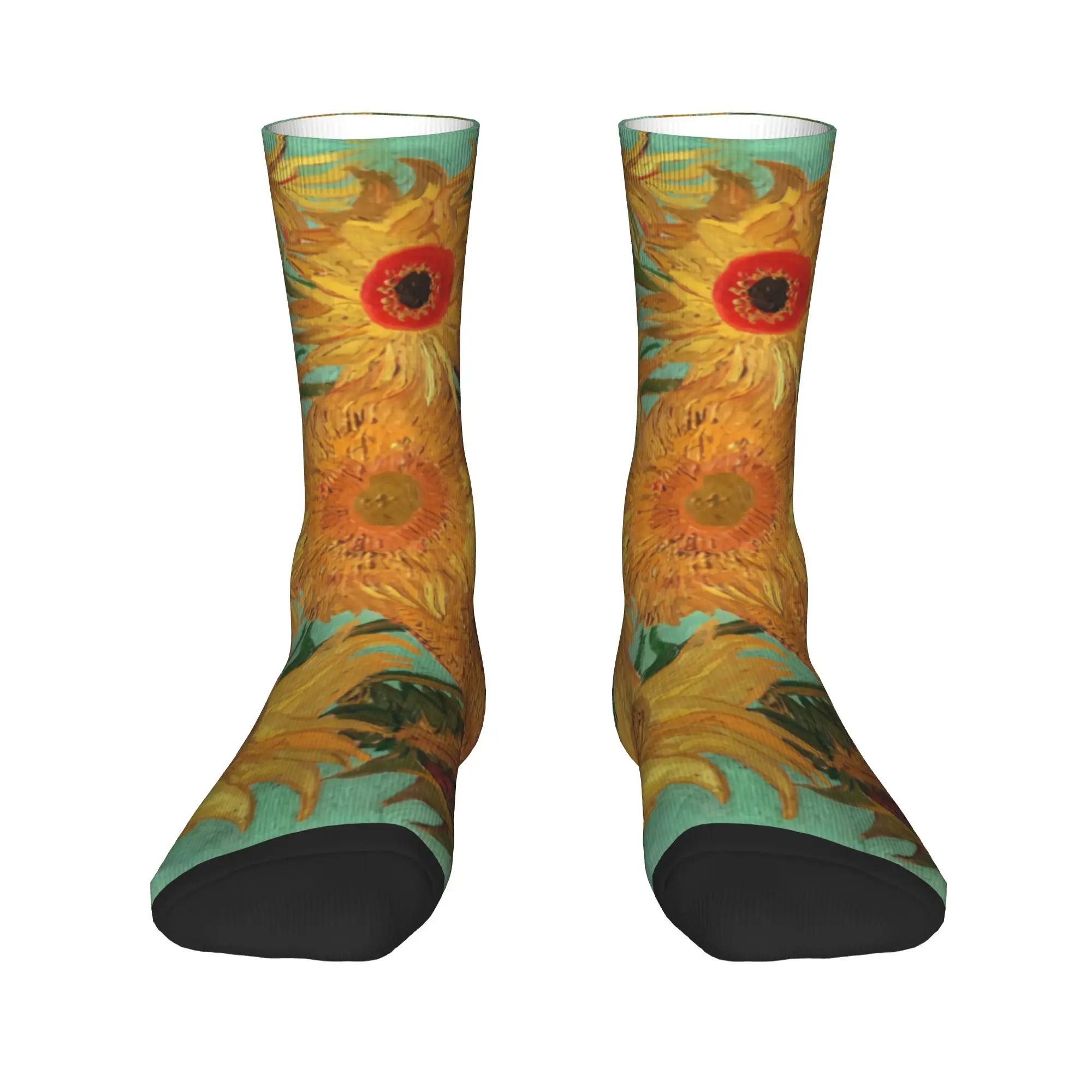 

Носки Harajuku Vincent Van Gogh с подсолнухами для мужчин и женщин, теплые носки с 3D принтом, художественные цветы, футбольные спортивные носки для экипажа