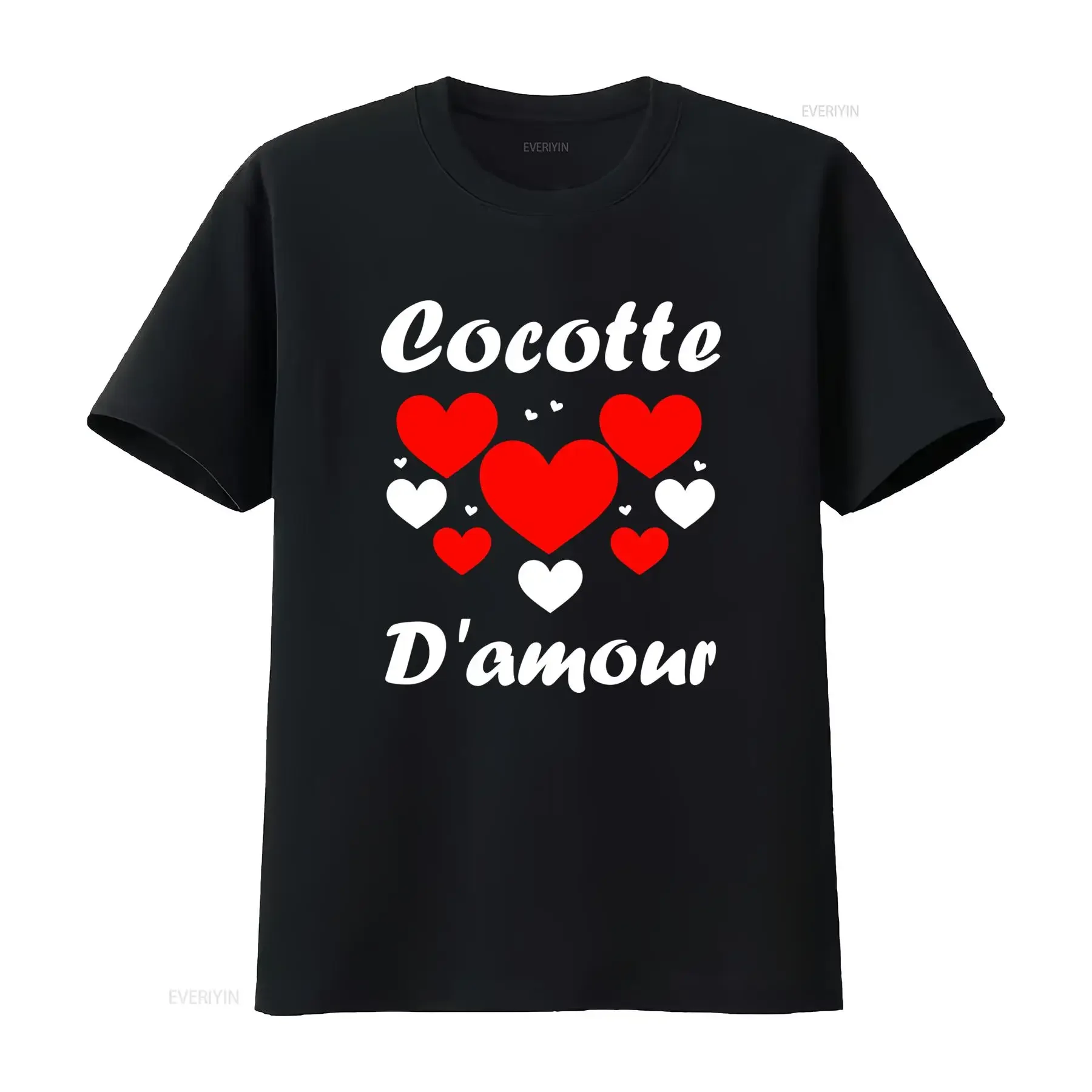 T shirt Homme Inspiration Fran?aise Cocotte D'amour Imprimé Dos avec C?urs Rouges Lettrage Cursive Col Rond Décontracté