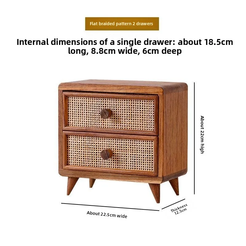 Storage Boxes Desktop Wooden Storage Cabinet Office Desk Rattan Small Drawer Sundries Storage Box Organizador De Maquillaje 5