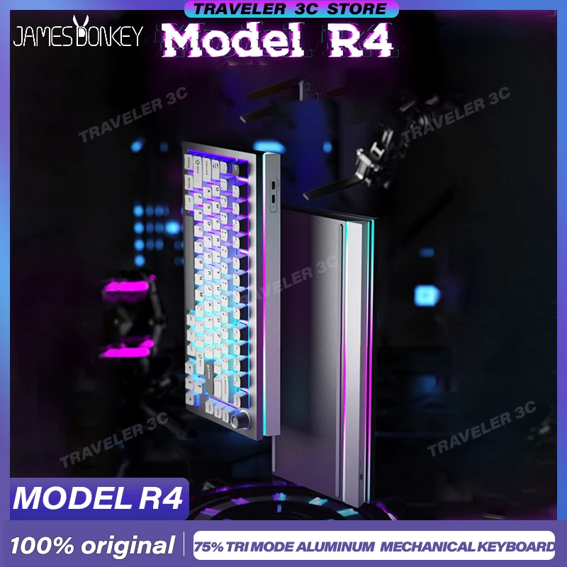 James Donkey Model R4 Customized 75% Three mode Aluminum alloy Mechanical Keyboard Gaming RGB light hot swap wireless PBT Gift