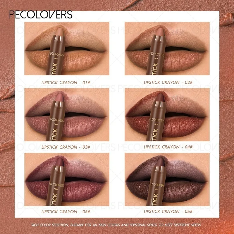 Crayon à lèvres Tube marron, sélection multicolore, rouge à lèvres mat, représente les contours des lèvres, lèvres complètes et attrayantes, cosmétiques pour les lèvres