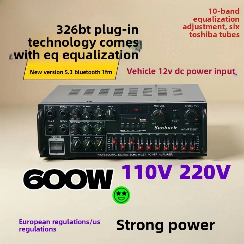 

Hot Sales Shanyu Bluetooth Home Power Amplifier 12V Square Car Outdoor Singing High Power EQ Audio Amplifier 326BT