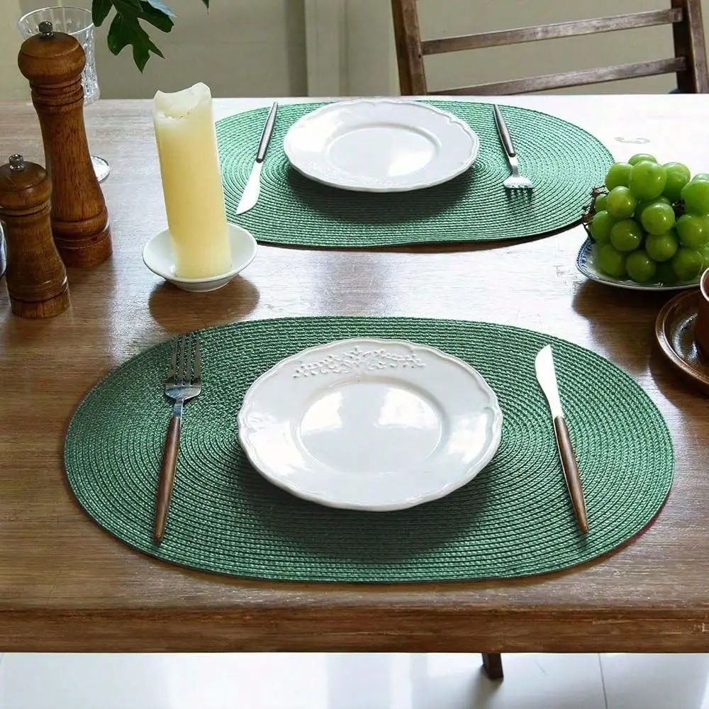 

Oval Braided Placemats Set Of 6 Table Mats For Dining Tables Washable Heat Resistant Place Mats For Indoor Outdoor Use 12 X18 I