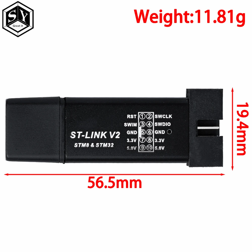 1PCS Great IT 1Set ST LINK Stlink ST-Link V2 Mini STM8 STM32 Simulator Download Programmer Programming With Cover DuPont Cable