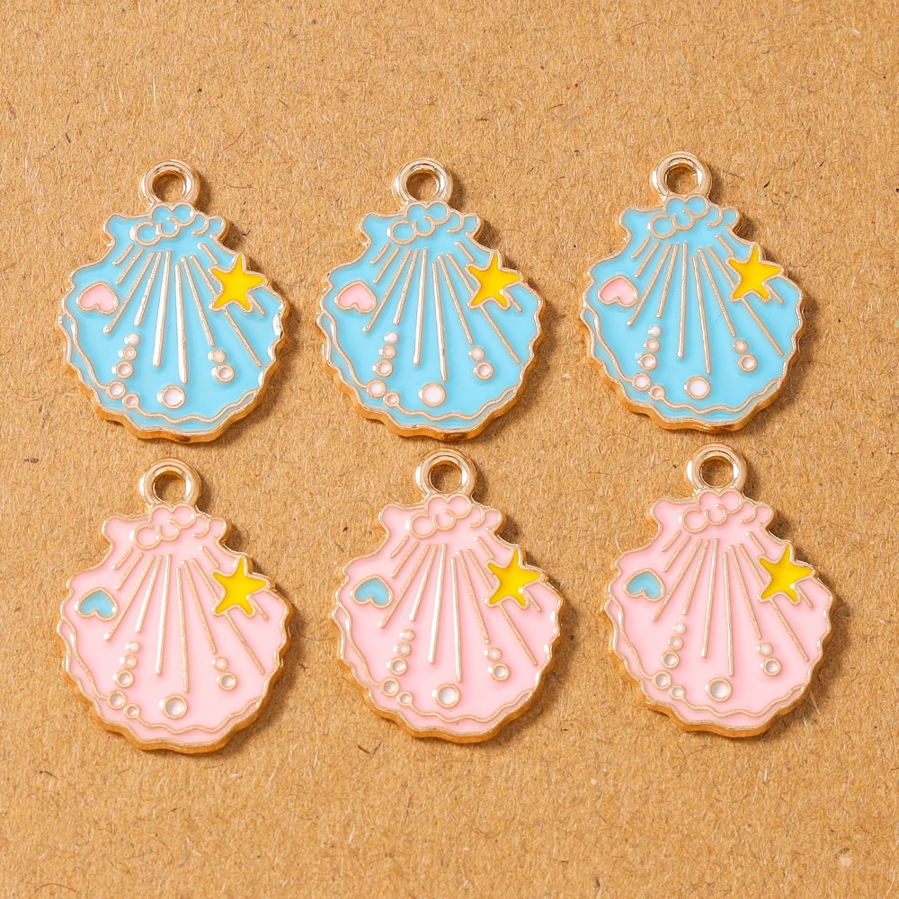 จี้เปลือกหอยเคลือบสีน่ารัก 10 ชิ้น สำหรับทำเครื่องประดับ สร้อยคอ ต่างหู กำไลข้อมือ DIY อุปกรณ์ทำมือ