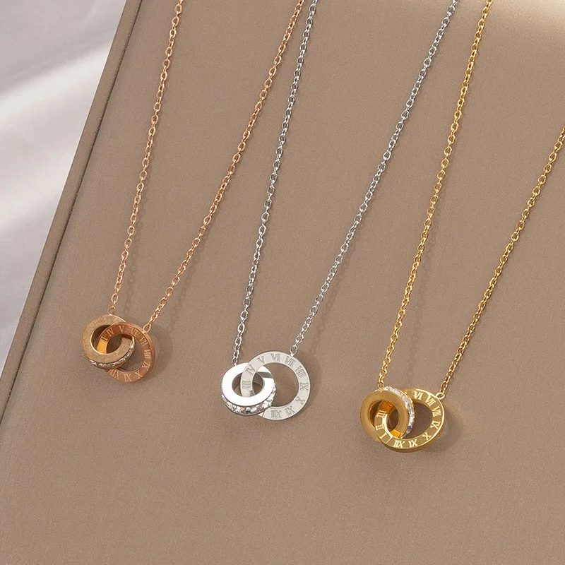 

Light Luxury Roman Initial Necklace for Women Interlocking Zirconia Chain Small Fresh Collarbone Jewelry Anniversary Gift