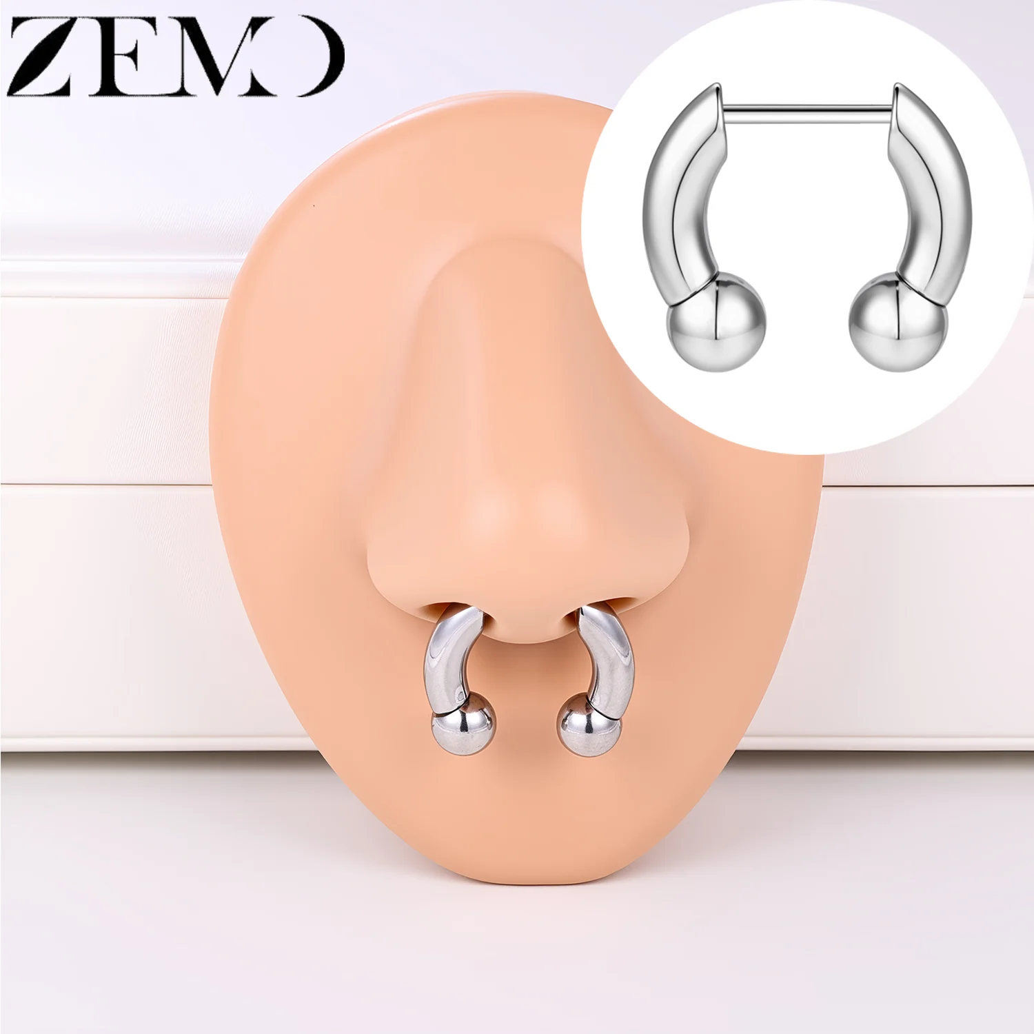

ZEMO 1 PC 16G Stainless Steel Horn Shape Nose Ring For Women Men Threadless Nose Septum Piercings Earring Helix Nostril Piercing