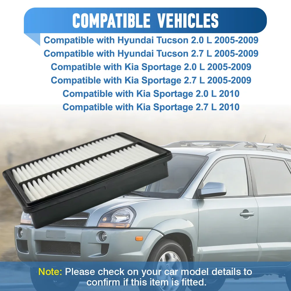 

Car Engine Air Filter For Hyundai Tucson Kia Sportage 2.0 L 2.7 L 2005 2006 2007 2008 2009 28113-08000 8113-08000 CA10086