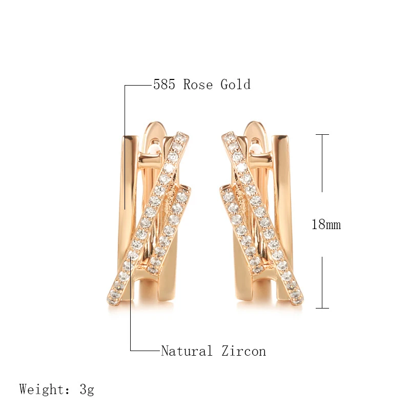 Kinel Fashion Innovative Design Natural Zircon Drop Earrings Women 585 Rose Gold Color Romantic Crystal Gift Daily Fine Jewelry