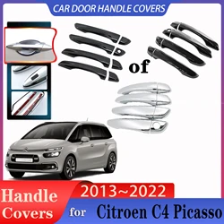 For Citroen C4 Picasso SpaceTourer MK2 2013~2022 Car Door Handles Covers Exterior Scratch Protective Decor Anti-rust Accessories