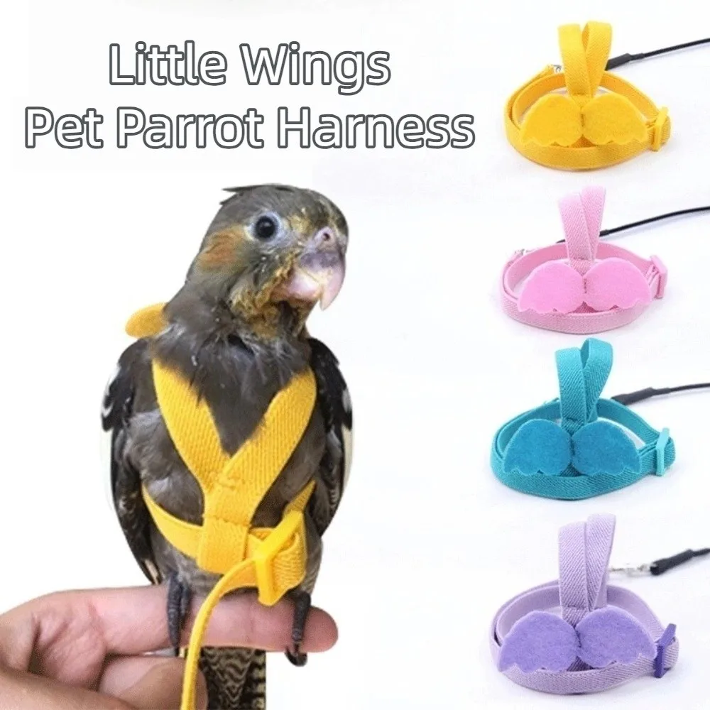 

New Polyester Parrot Harness Durable Little Wings Training Harness Multi-color Adjustable Parrots Flying Rope for Cockatiel