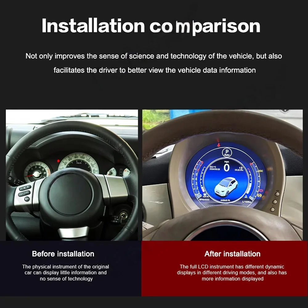 For FIAT 500 2007-2024 CarPlay LCD Digital Cluster Dashboard Series GPS Navi Car Radio Android 15 Multimedia Player Video Stereo