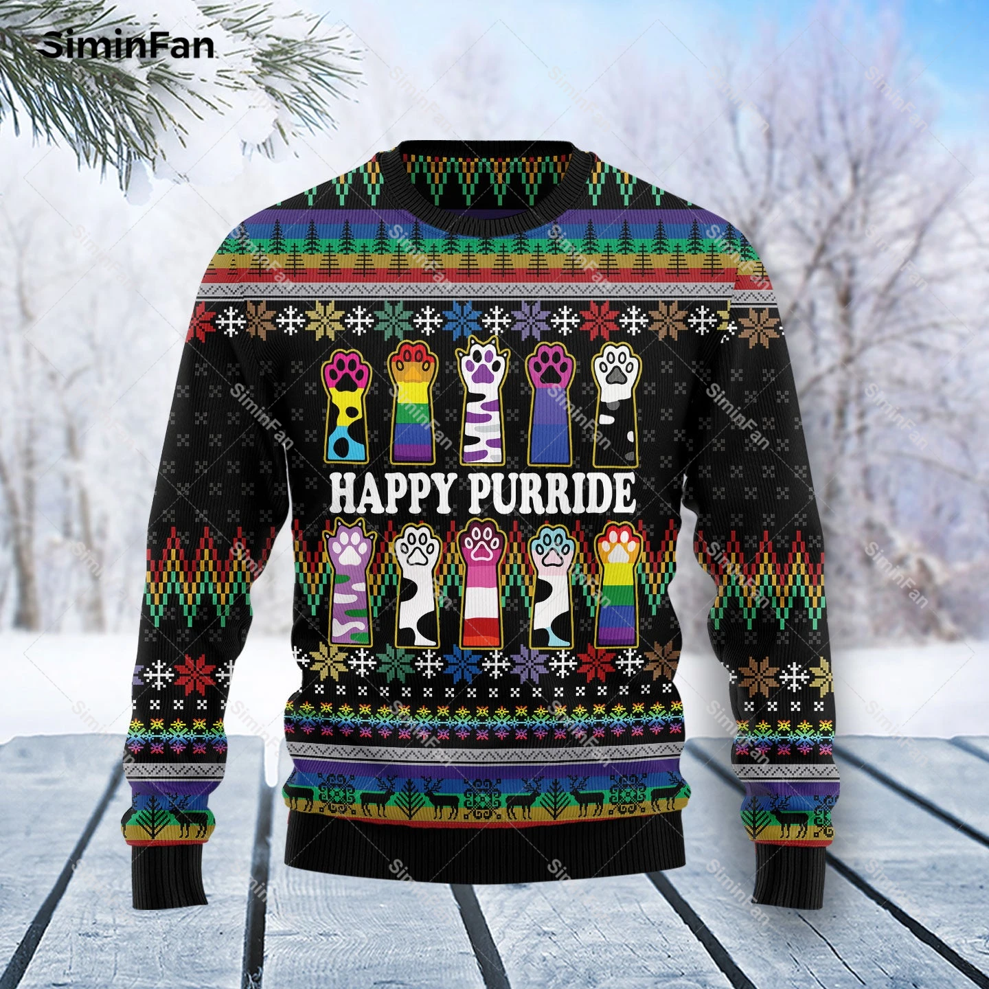 

Рождественский свитер с 3D принтом кошек и лап ЛГБТ, Мужской пуловер, Повседневная Толстовка, рубашки с длинным рукавом для пары, уличная одежда унисекс