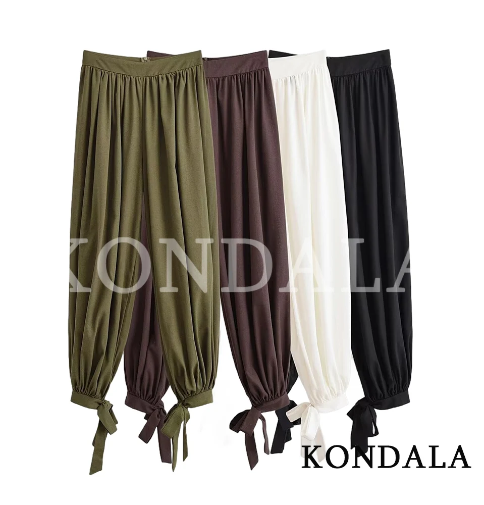 Damen Freizeit-Chic Knöchellange Schleifenhose KONDALA 2026 Frühjahr Mode Pendler Minimalistische Hose Weibliche Elegante Vielseitige Lange Hose – Detail 2