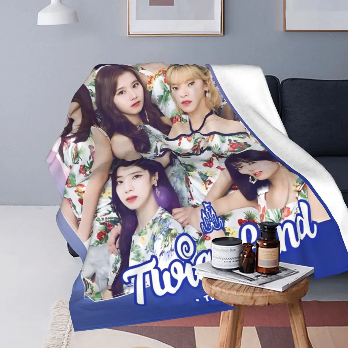 K-POP-TWICE Idol Pattern Blanket Coral Fleece Plush Printed Multi-function Super Soft Throw Blankets for Home Bedroom Bedspread