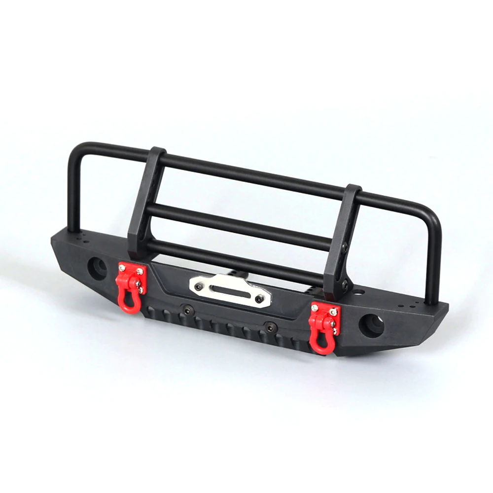 Paraurti anteriore in metallo con luce a LED per 1/10 RC Crawler Car Trax Trx4 Trx-4 Defender Bronco Axial SCX10 90046 90047 parti di aggiornamento