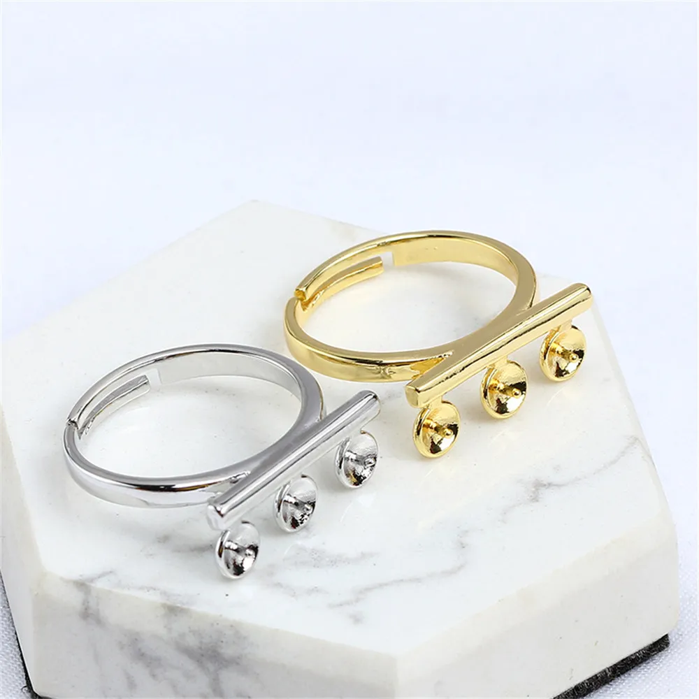 

14K Gold Wrapped DIY Ring Smooth Balance Beam Pearl Ring Accessories Large Temperament Elegant Opening Adjustable Female