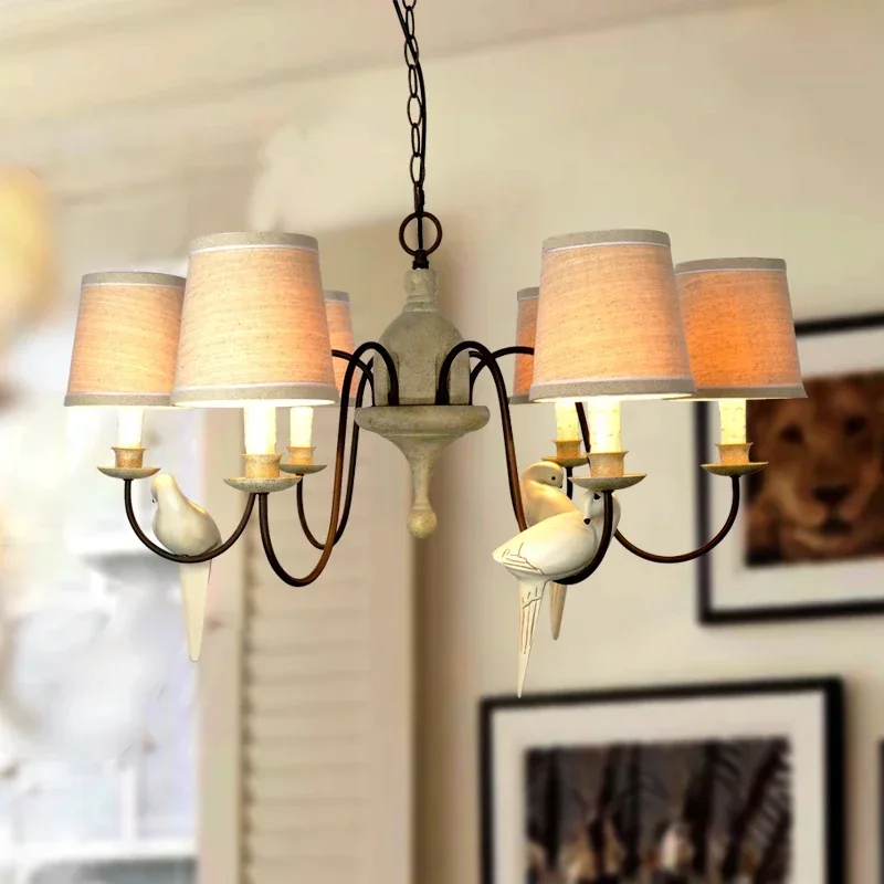 

American Nordic minimalist living room dining room bedroom Mediterranean garden retro French children's room bird chandelier