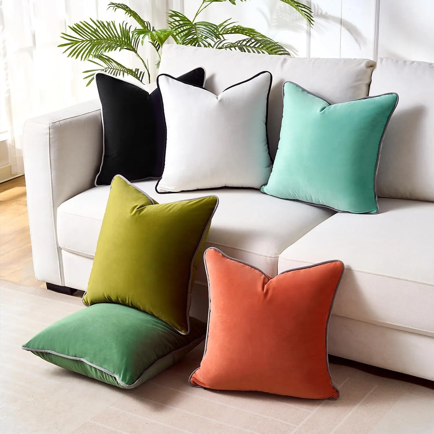 1 قطعة أسود أبيض الشمال نمط المخملية الأسطوانة حبل وسادة غطاء بسيط ضوء فاخر هيمينغ ديكور المنزل كيس وسادة