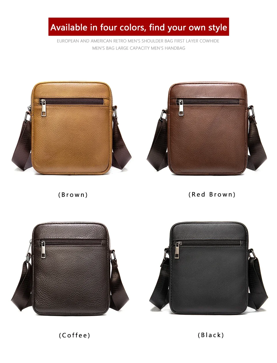 Men\'s Leather Shoulder Bag Top Layer Cowhide Single Shoulder Small Messenger Bag Casual Mobile Phone Sundries Crossbody Bag
