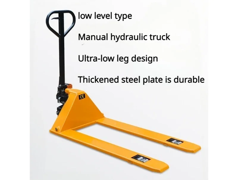 Ultra-low type manual hydraulic truck 1 ton 36mm ultra-thin pallet lift driver pulls forklift truck