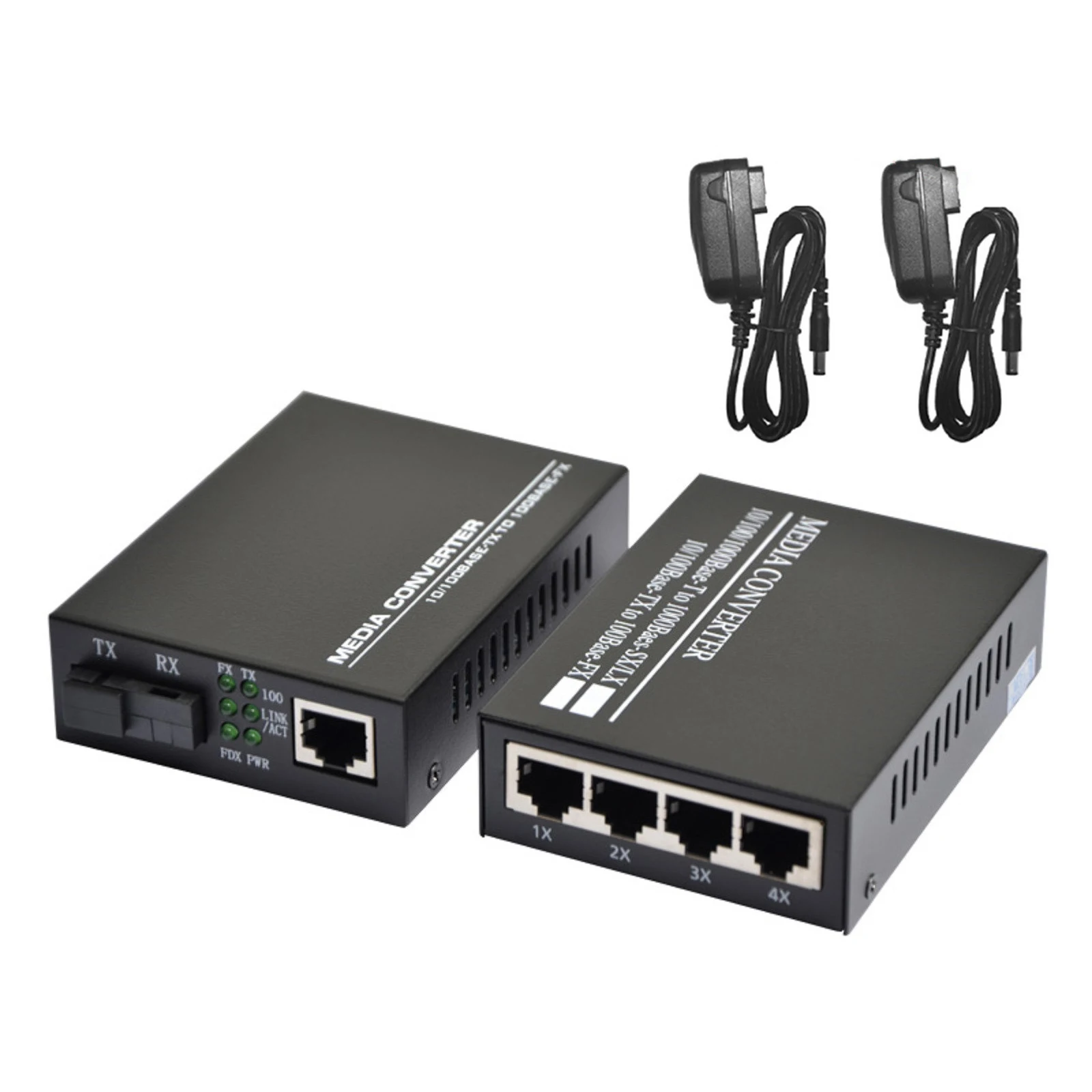 

10/100Mbps 1Port and 4Ports Ethernet to Fiber Optic Media Converter Single Mode 3KM 4 RJ45 and 1 SC fiber Port