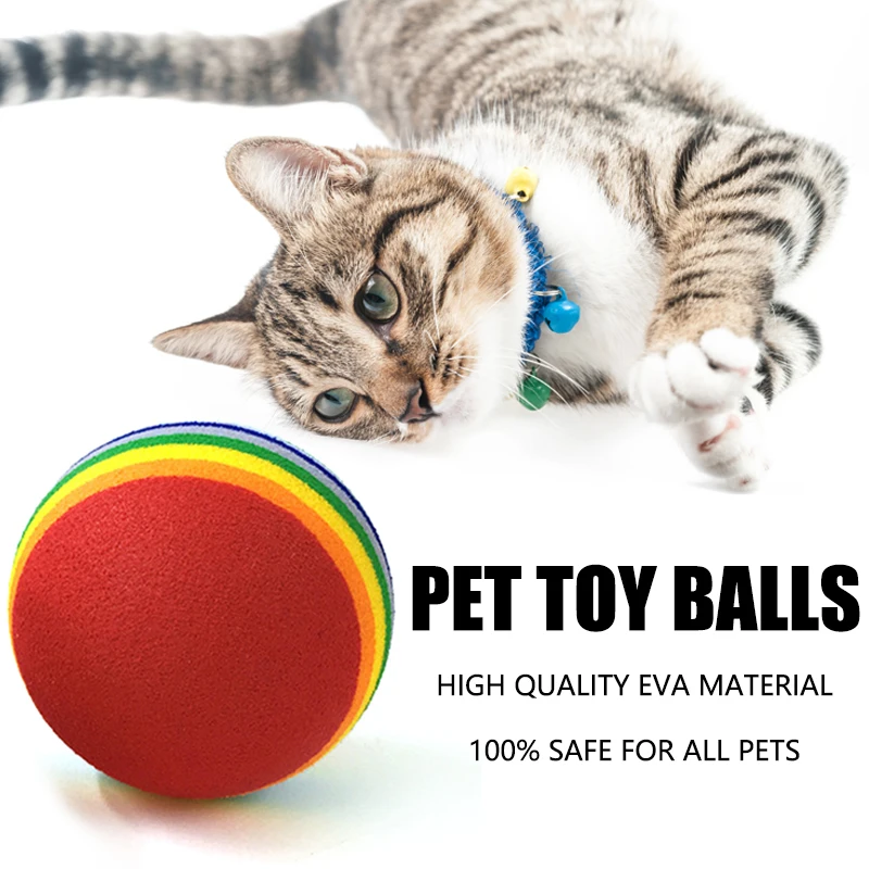 1Pcs 3.5cm Cat Ball Toys For Puppy Cat/ Kitten/ Dog Interactive Training Playing Chew Toy Rattle Scratch EVA Ball Pet Supplies