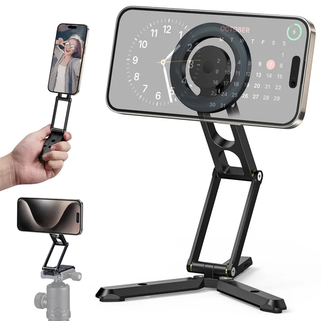 Składany statyw magnetyczny Stojak na telefon Selfie Stick Uchwyt na smartfon do Magsafe Iphone 15 14 13 12 Samsung Magnet Stand