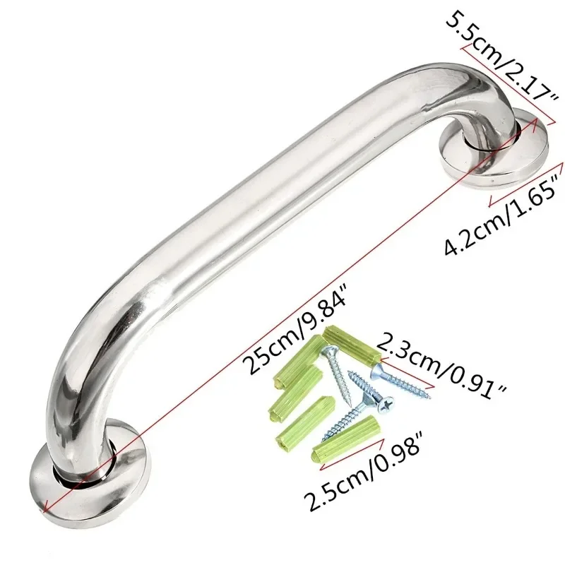 2set  Bathroom Shower Tub Grab Bars Hand Grip Stainless Steel Safety Toilet Support Rail Disability Aid Grab Bar Handle