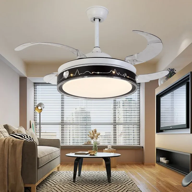 Ultra thin invisible fan lamp ceiling fan light big wind simple modern family living room dining room bedroom electric fan lamp