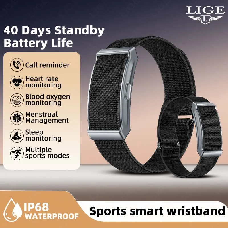 LIGE No Screen Smart Watch Women's Men's Sports Mode Outdoors Blood Oxygen Monitoring IP68 Waterproof Smartwatch For Android IOS