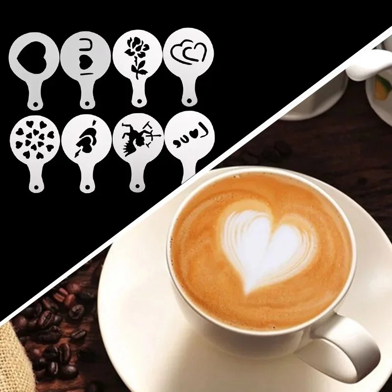 

8pcs/set Coffee Molds Barista Art Stencils Cappuccino Latte Decorating Tools Fancy Printing Model Cake