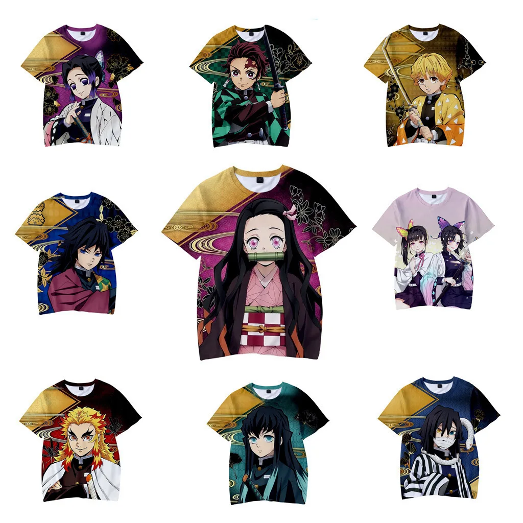 

DemonSlayer Children's Short-sleeved T-shirt Children's Clothing Peripheral DemonSlayer Boys 3D Printed Quick-drying Summer