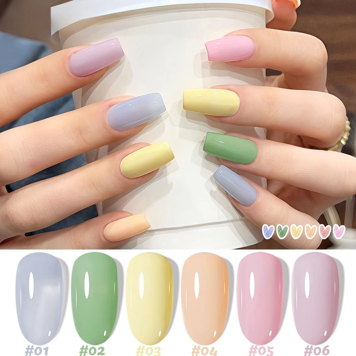 1pcs PSK Afternoon Sweetheart Gel Nail Polish Popular Macaron Whitening Yellow Pink Green Blue Gel Nail Art Nail Supplies